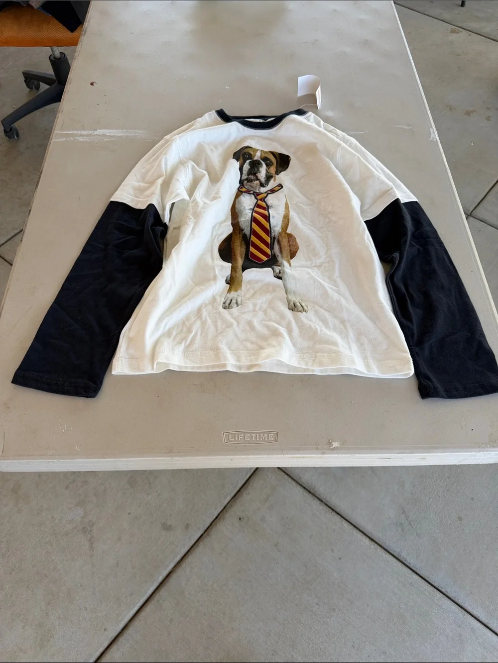 NWT Gymboree White Tee with Black Raglan Sleeves and Bulldog Graphic